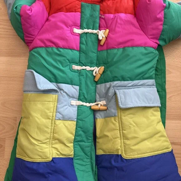 Boden Powder PufferSnow Fur Jacket Color Block & Bib Matching Set Size 5-6y